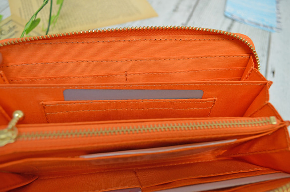 革　長財布（オレンジ/クロコ柄） 7枚目の画像