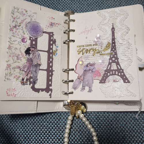 軽レトロ風ジャンクジャーナルノート 完成品 ハンドメイド A6サイズ