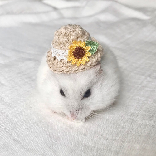 ひまわりの麦わら帽子 ハムスター・小動物・ぬいぐるみ ペット服