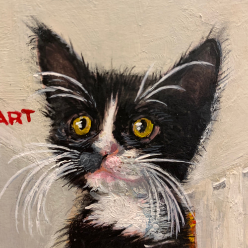 絵画　仔猫 絵/絵画/仔猫/原画/A5/アクリル画/手書き/猫/ハチワレ/イラスト