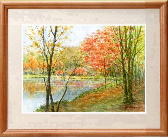 水彩画原画 紅葉・妙高笹ヶ峰高原 ＃608 絵画 syoumei 通販