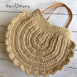 ぐれ ブラック 麻紐フリルバッグ ♪ ハンドメイド ハンドメイド|麻紐バッグ|麻ひもバッグ|ぽこぽこブラック