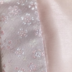 100歳百寿祝い銀襴虹色桜合わせちゃんちゃんこ3点セット(ピンク×薄紫) 4枚目の画像