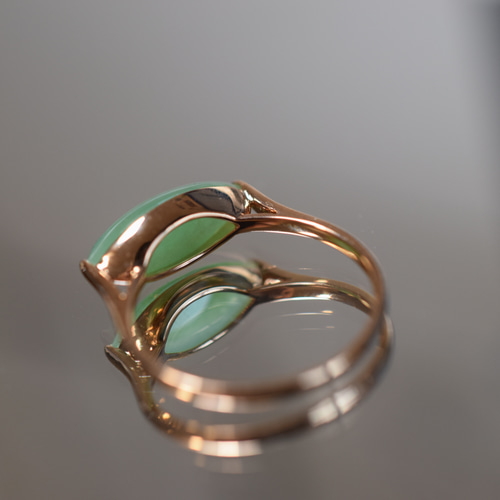 A23-4現品18.0号 k18金 リング ミャンマー産 天然 マーキス 本翡翠