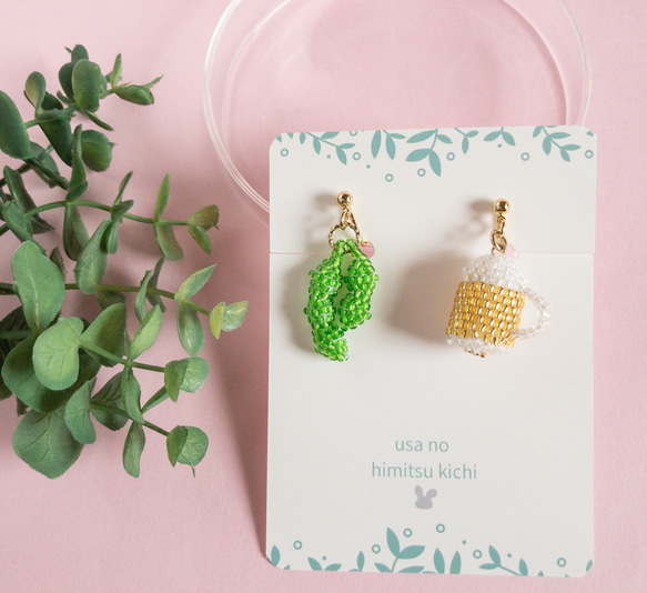 ビールのミニチュアビーズステッチピアス＆イヤリング イヤリング