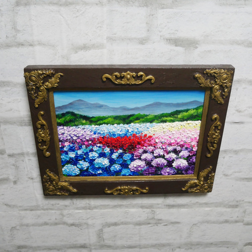 油絵 油彩 油彩画 絵 絵画【紫陽花の丘】 絵画 HR 通販