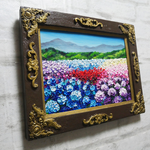 油絵 油彩 油彩画 絵 絵画【紫陽花の丘】 絵画 HR 通販
