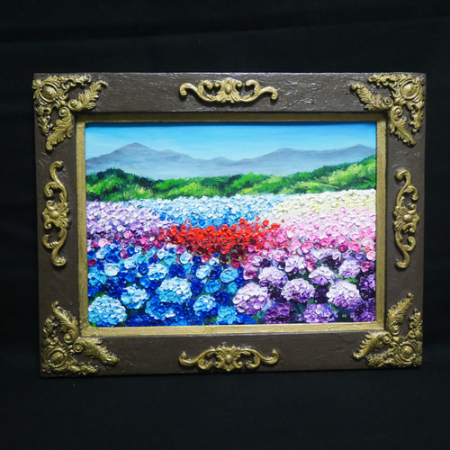 本物 絵 油彩画 油彩 油絵 絵画【紫陽花の丘】 通販 HR 絵画 絵画