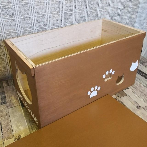 31《キャットハウス》ハンドメイド 猫 小屋 木箱 りんご箱 ペットハウス 14《キャットハウス》木製 猫 りんご箱 保護猫 猫カフェ 小屋 黒