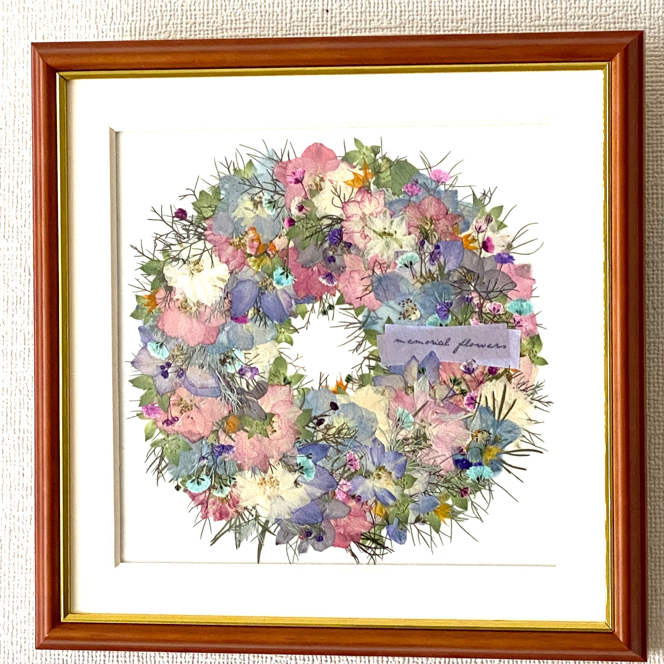 押し花額 『リース風』（ハンドメイド）