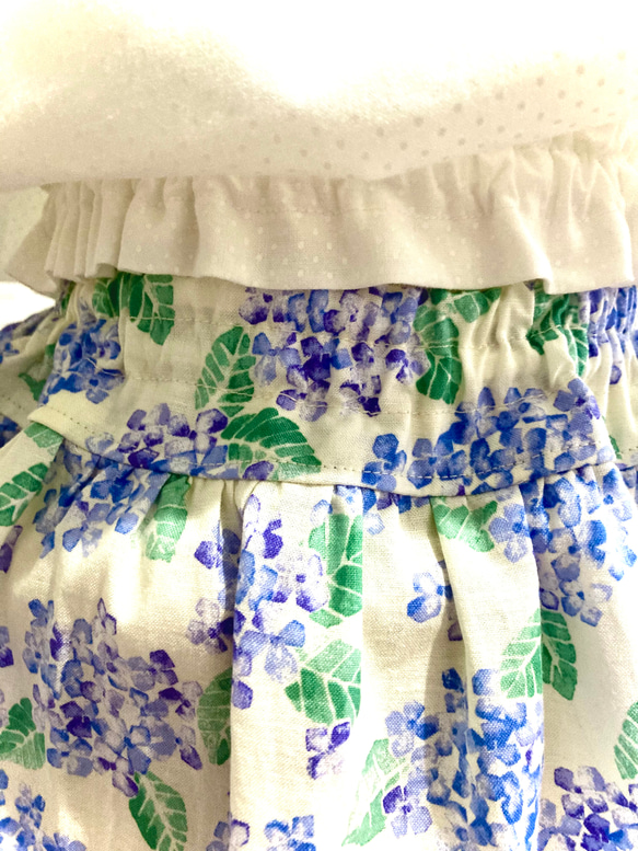 ベビーちゃんセットアップホワイトギャザー衿ギャザー袖ブラウジングブラウス&紫陽花ギャザースカート 6枚目の画像