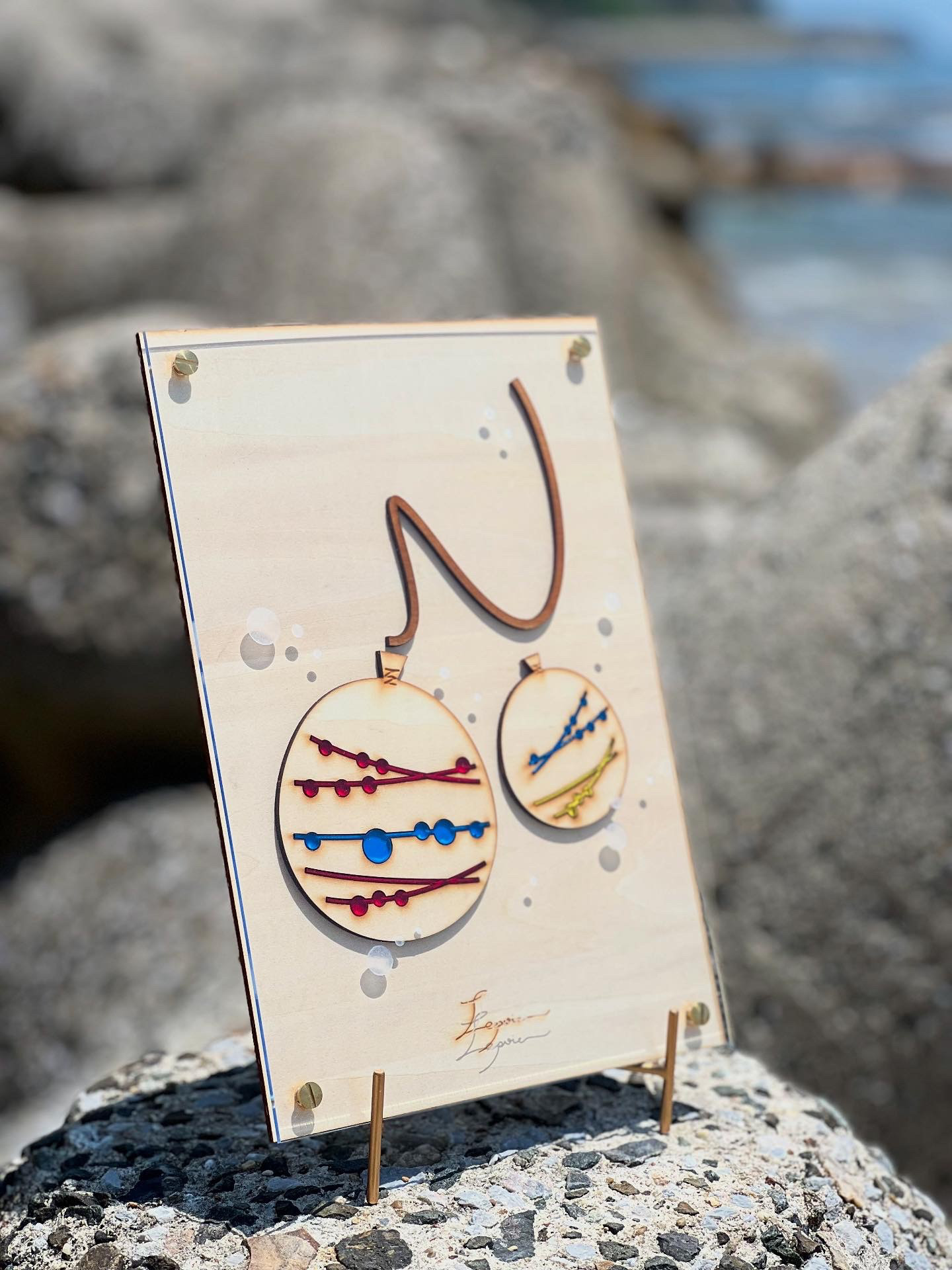 『水風船』【真鍮金具×アクリル×木のアートパネル】ご自宅やプレゼントに☆