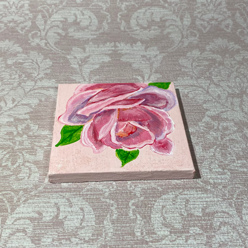 原画] バラ アクリル画 額付き 約10cm角 絵画 パステルストアkei
