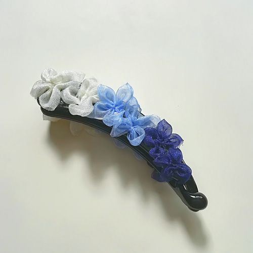 ラッピング無料☆オーガンジーリボン 紫陽花のバナナクリップ