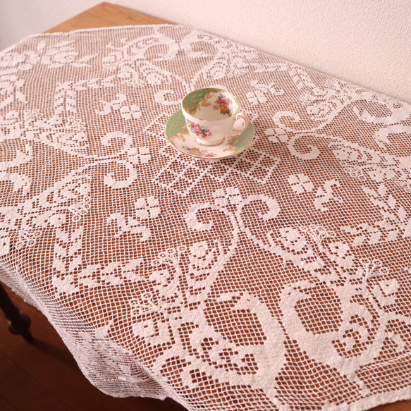 フランス アンティーク 手編みクロッシェレース テーブルクロス