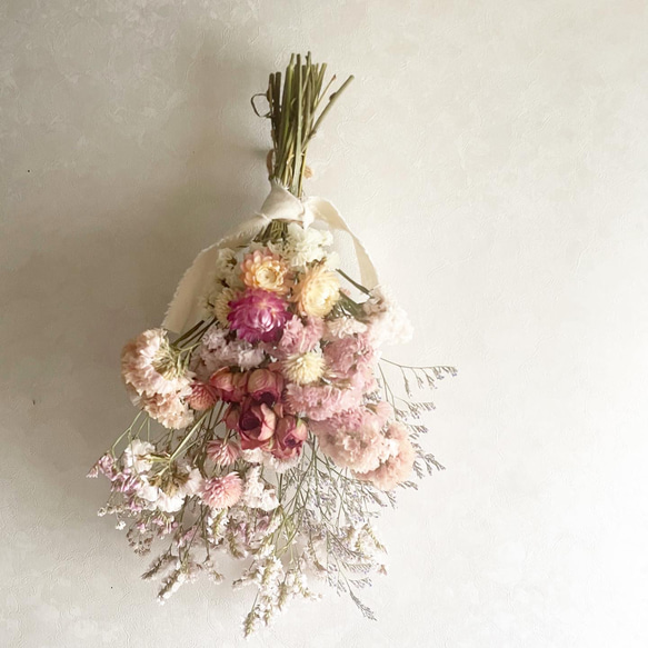 ஐ:*: ピンクローズの花束ドライフラワースワッグ　ドライフラワーガーランド　ブーケ 5枚目の画像