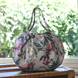 在庫一掃セール送料無料✩丸バッググレー花柄 2枚目の画像