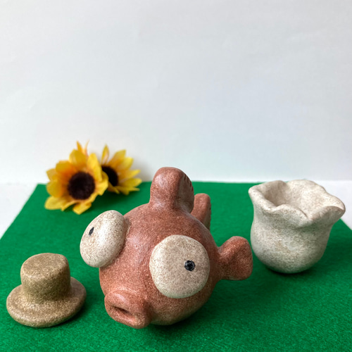 夏！おとぼけ金魚のお出かけセット 金魚鉢とカンカン帽子 玄関