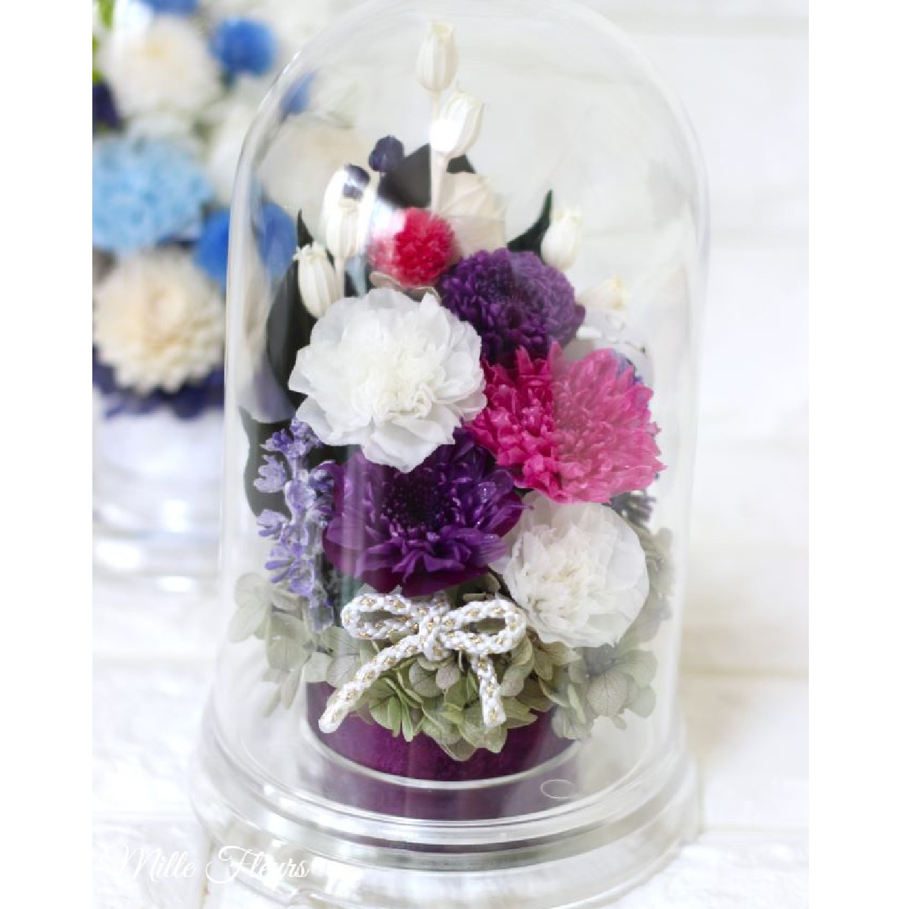 ドーム　華やか仏花　紫ピンク色　 お供え 菊　四十九日