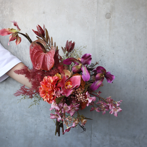 アンスリウム シンビジウム ウェディングブーケ アーティシャル