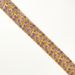 [ 319 ] 黄色 紫 総柄 花柄 幅:5cm インド刺繍 リボン 3枚目の画像