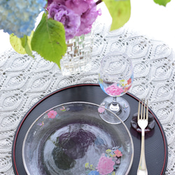 ワイングラス　紫陽花とハイビスカス 4枚目の画像