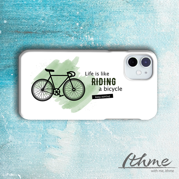 全機種対応 自転車 ★ 名入れ可【スマホハードケース・クリア 緑 青 水色 iphone Android系 カバー】 3枚目の画像