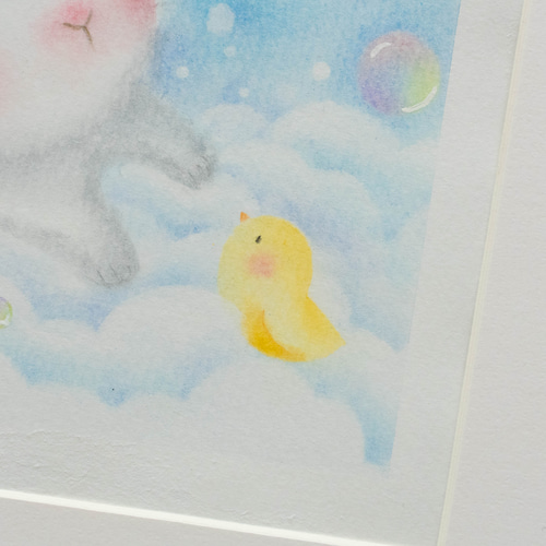 原画】「アワアワうさぎ」 パステルアート ペット ひよこ