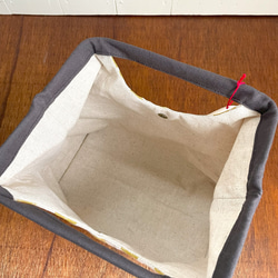 ワイヤーバッグ　Lサイズ＊かすみドット柄・イエロー 4枚目の画像