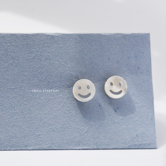 happy life」ニコちゃんピアス スマイル 白蝶貝 SV925 smile pierce 