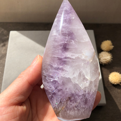 デンドライト、虹入り☆アメジストアゲート置き物⭐︎瀧川神社にて浄化