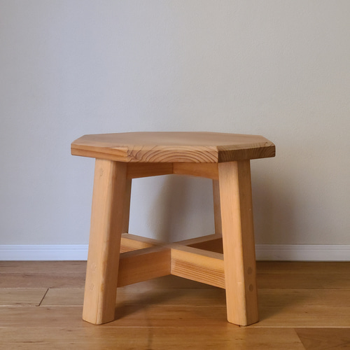 八角形の木目スツール 花台 踏み台 子ども椅子 サイドテーブル