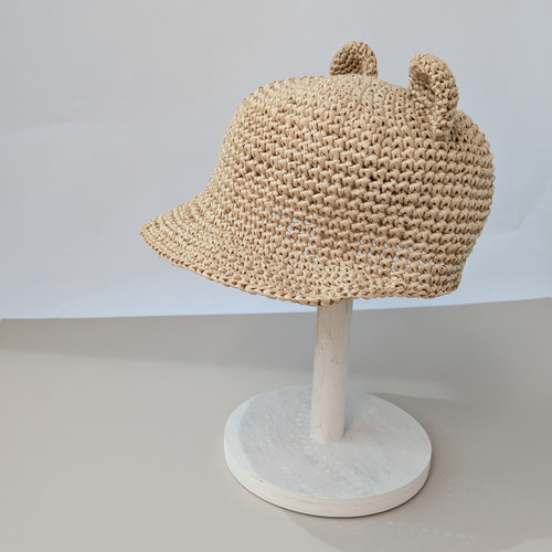 麦わら帽子 ベビー キッズ キャップ 子供用 夏 かぎ針 くま耳