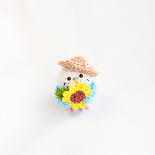 あみぐるみ　夏E 受注制作】セキセイインコのあみぐるみ夏ver. あみぐるみ ainote