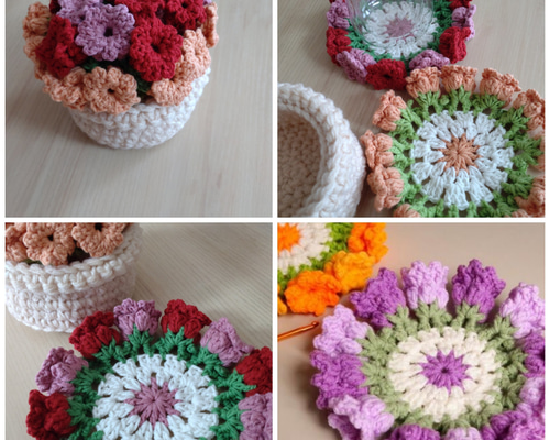 四季の花 作家物 手描 皿 コースター 四季の花 作家物 手描 皿 コースター