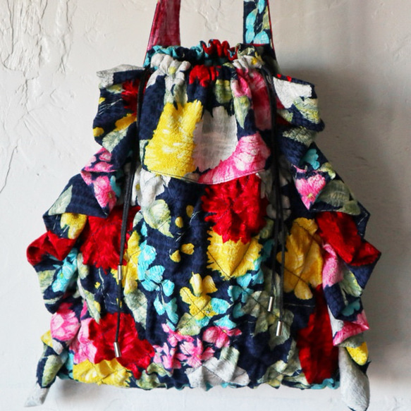floral drawstring bag (French vintage) 6枚目の画像