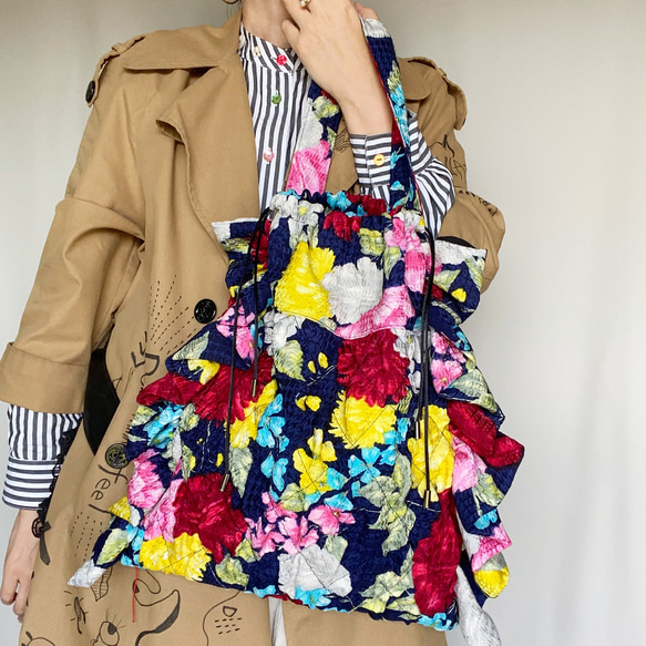 floral drawstring bag (French vintage) 1枚目の画像