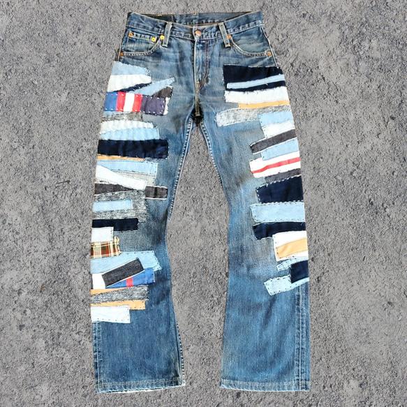 パッチワーク リメイク デニムパンツ ジーンズ Levi's パッチワーク リメイク デニムパンツ ジーンズ Levi's
