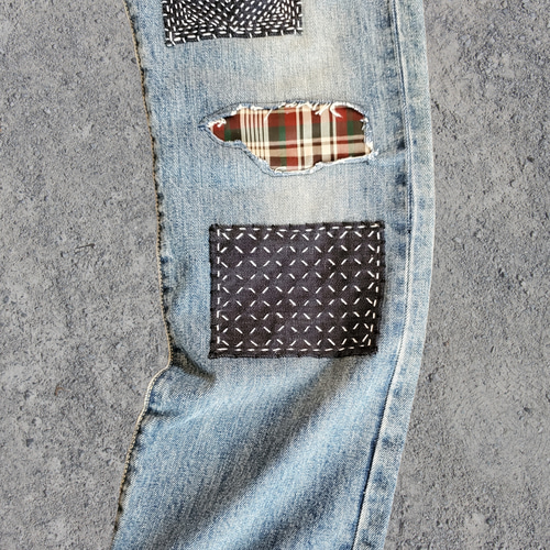 刺し子 パッチワーク Levi's 501 リーバイス W30 ロングパンツ