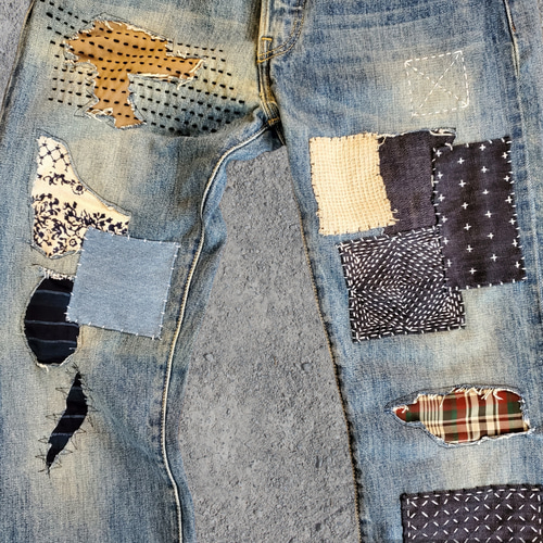 刺し子 パッチワーク Levi's 501 リーバイス W30 ロングパンツ 刺し子 パッチワーク Levi's 501 リーバイス W30 ロングパンツ