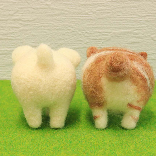 白猫と茶トラ仲良し2匹のアートドール 【ハンドメイド】猫