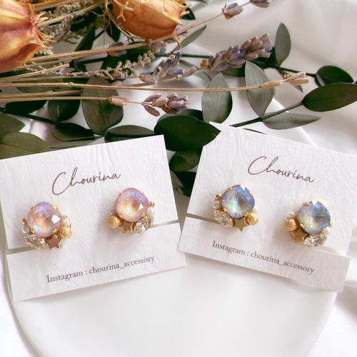 ♡ハンドメイド♡ビジューピアスイヤリング№592 A-273 ハンドメイド☆ビジューピアス／イヤリング - メルカリ