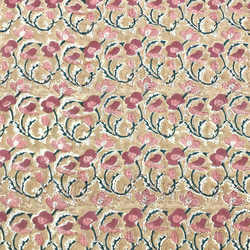 【50公分單位】米色栗色花朵印度手工版畫布料紡織棉 第4張的照片