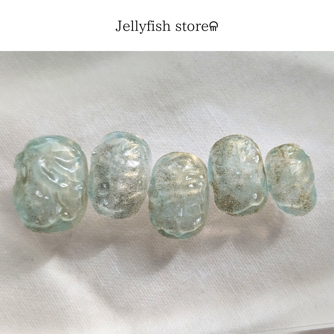 #84｜ 水面art . ○ Aqua Blue⌇揺れるミナモのぷっくりアートネイル 【ネイルチップ】