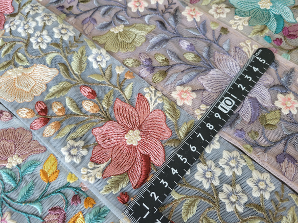 [幅約8cm]インド刺繍リボン/大きなお花 3枚目の画像