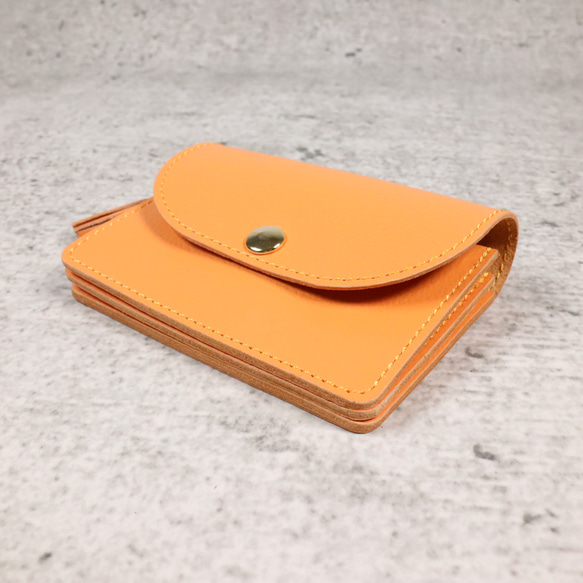 可愛いコンパクト財布　アコーデオン　大容量　オレンジ　ミニ財布　タッセル 5枚目の画像