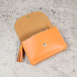 可愛いコンパクト財布　アコーデオン　大容量　オレンジ　ミニ財布　タッセル 6枚目の画像
