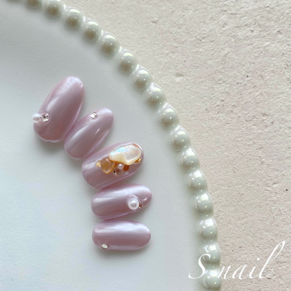 No.13】ミラーカラーでぷっくりパールネイル ネイルチップ（つけ爪） S  