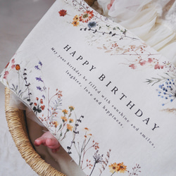 Birthday Tapestry /〈mini〉rustic flower | コットンリネン | 誕生日飾り 4枚目の画像