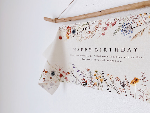 Birthday Tapestry /〈mini〉rustic flower | コットンリネン | 誕生日飾り 7枚目の画像